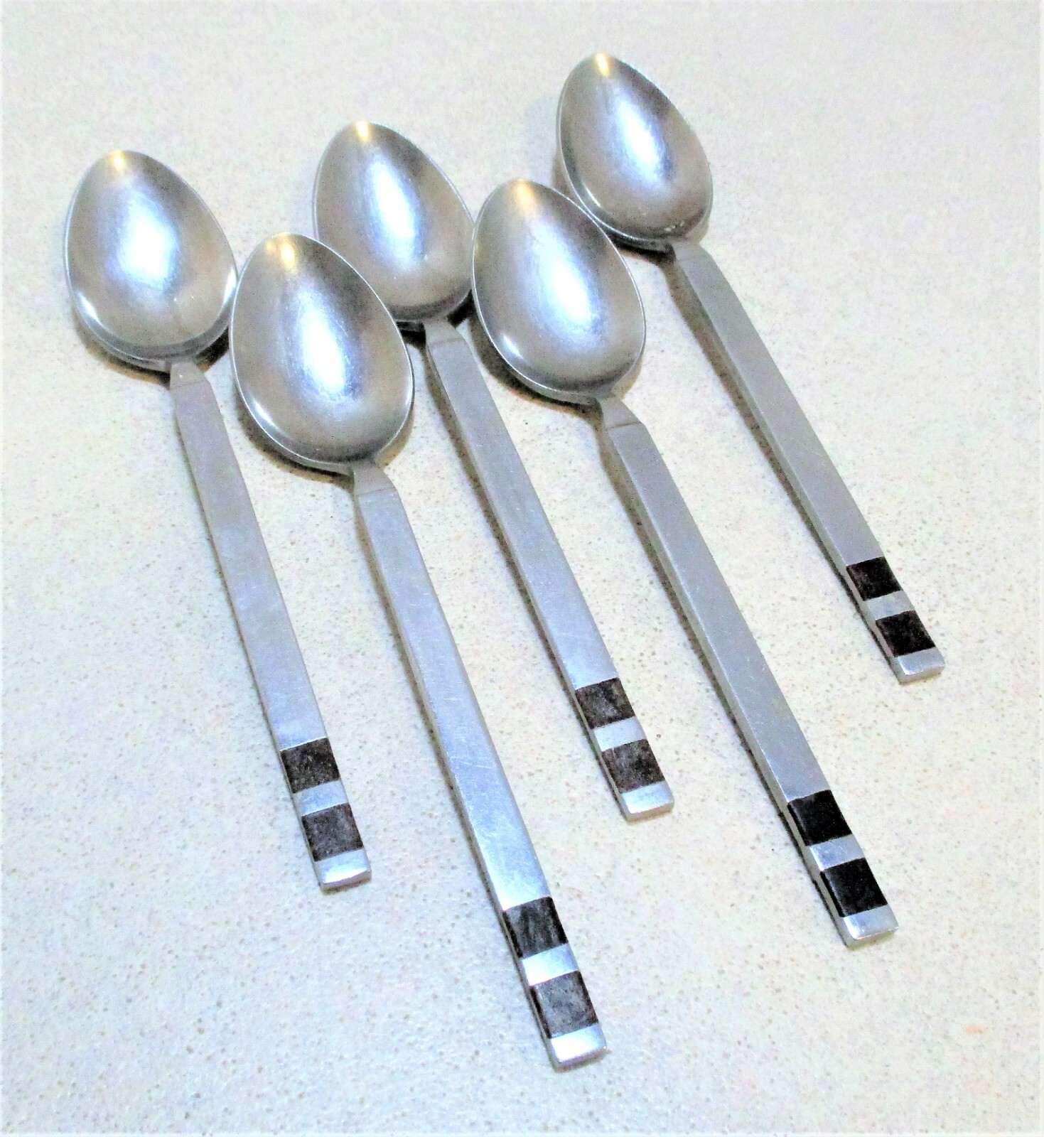 5 Stanley Roberts Crosspoint Mid-Century Teaspoons