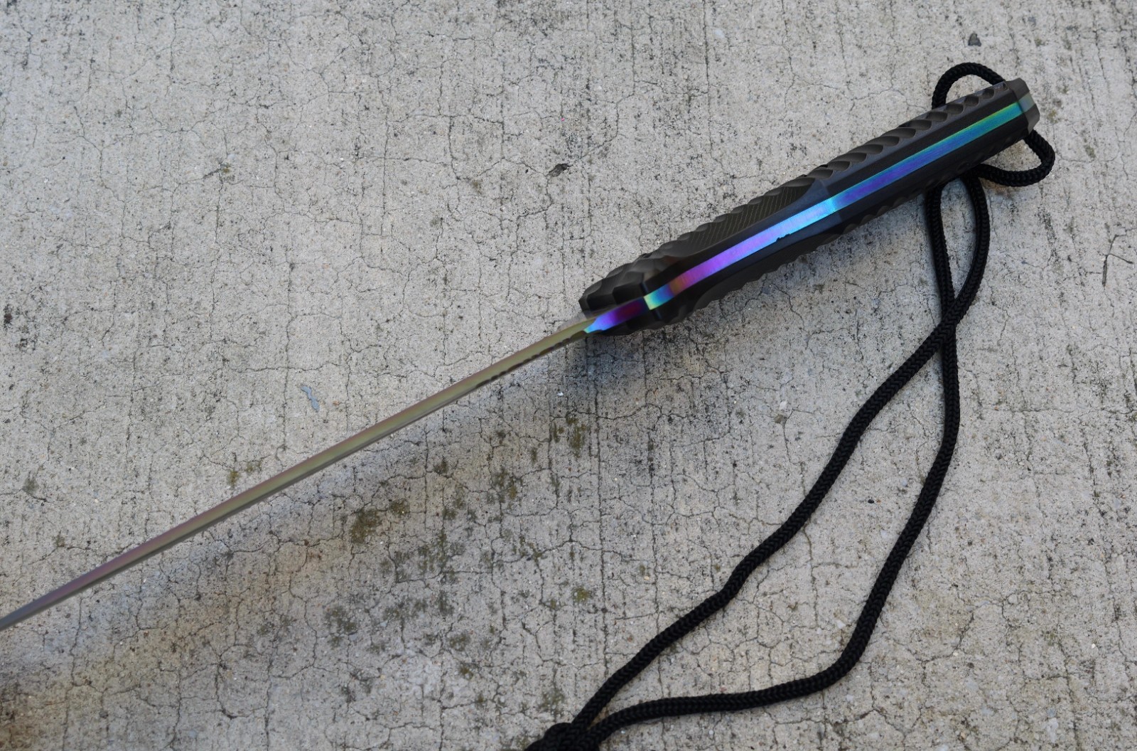 Full Tang Rainbow Titanium Color Tactical Fixed Blade Knife With Custom Sheath