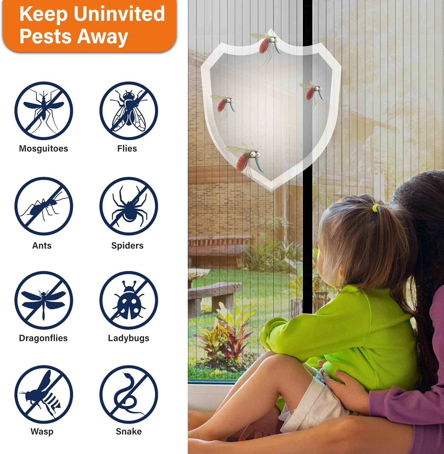 Mesh Screen with Magnetic Closure-Keeps Bugs Out Let Breeze In, Heavy Duty - Pet