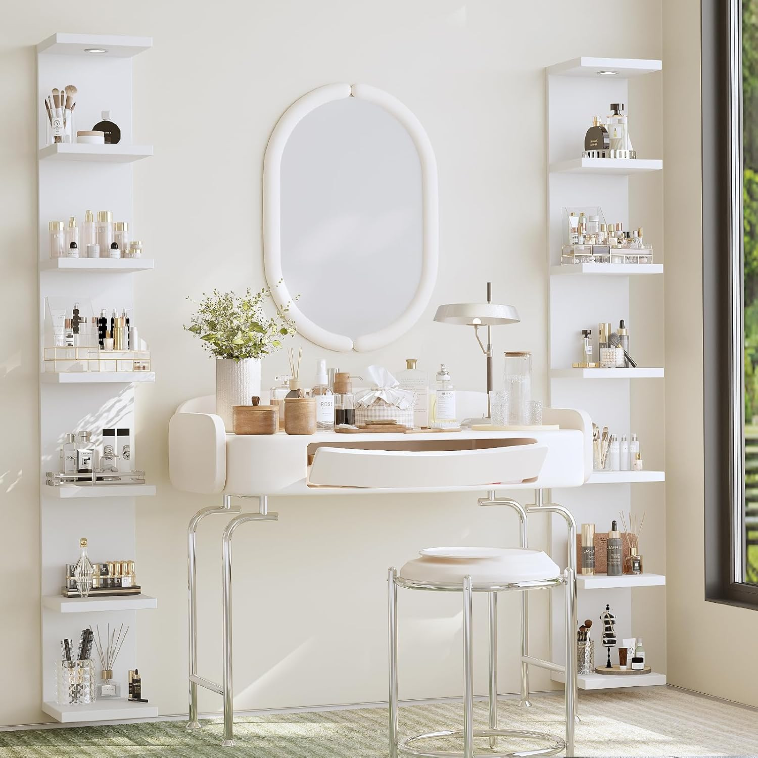 Versatile 7 Tier Wall Shelf Unit,White Lack Wall Shelf,Display Floating Shelf wi