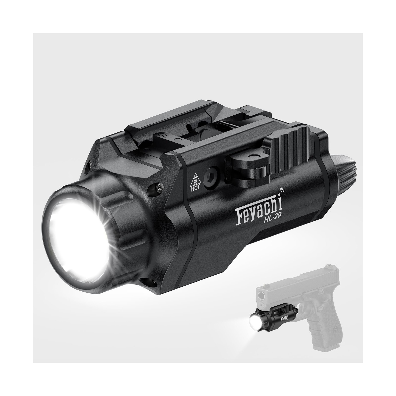 Feyachi Tactical Flashlight - 1500 Lumens Rail Mounted Flashlight, with 5 Int...