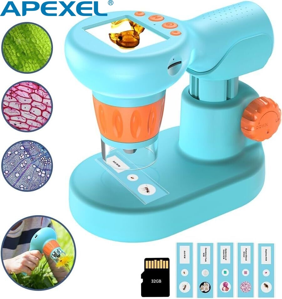 APEXEL 800X Children Digital Microscope With LCD Screen Zoom Microscopes for Kid