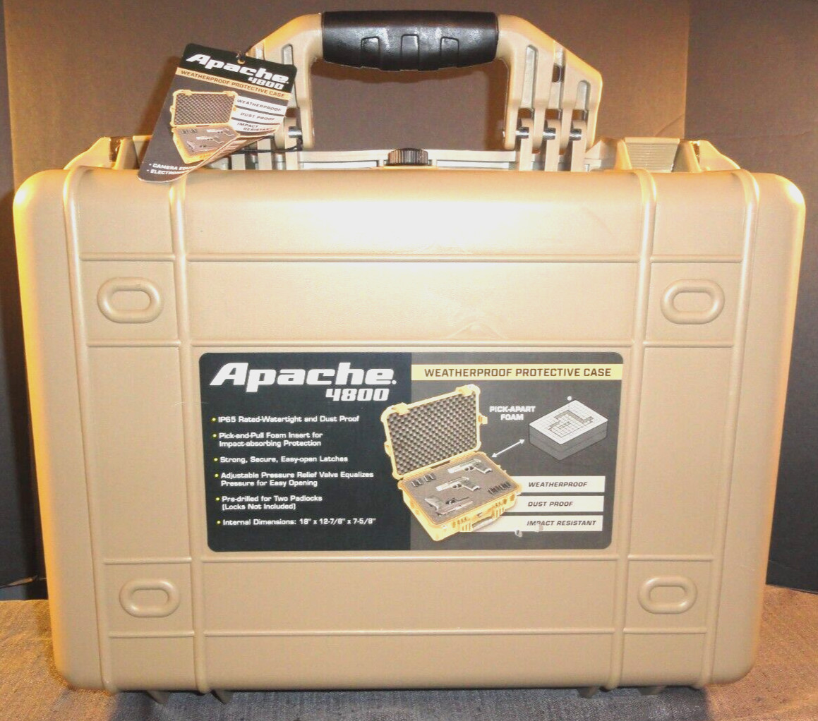 APACHE 4800 WEATHERPROOF PROTECTIVE HARD CASE CAMERA WEAPON TAN DESERT 19x13x7