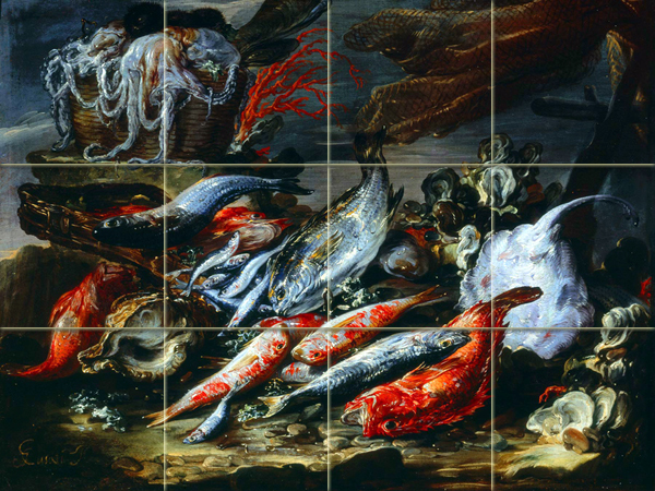 Art Still Life Fish Seafood Mural Ceramic Backsplash Bath Tile #1841