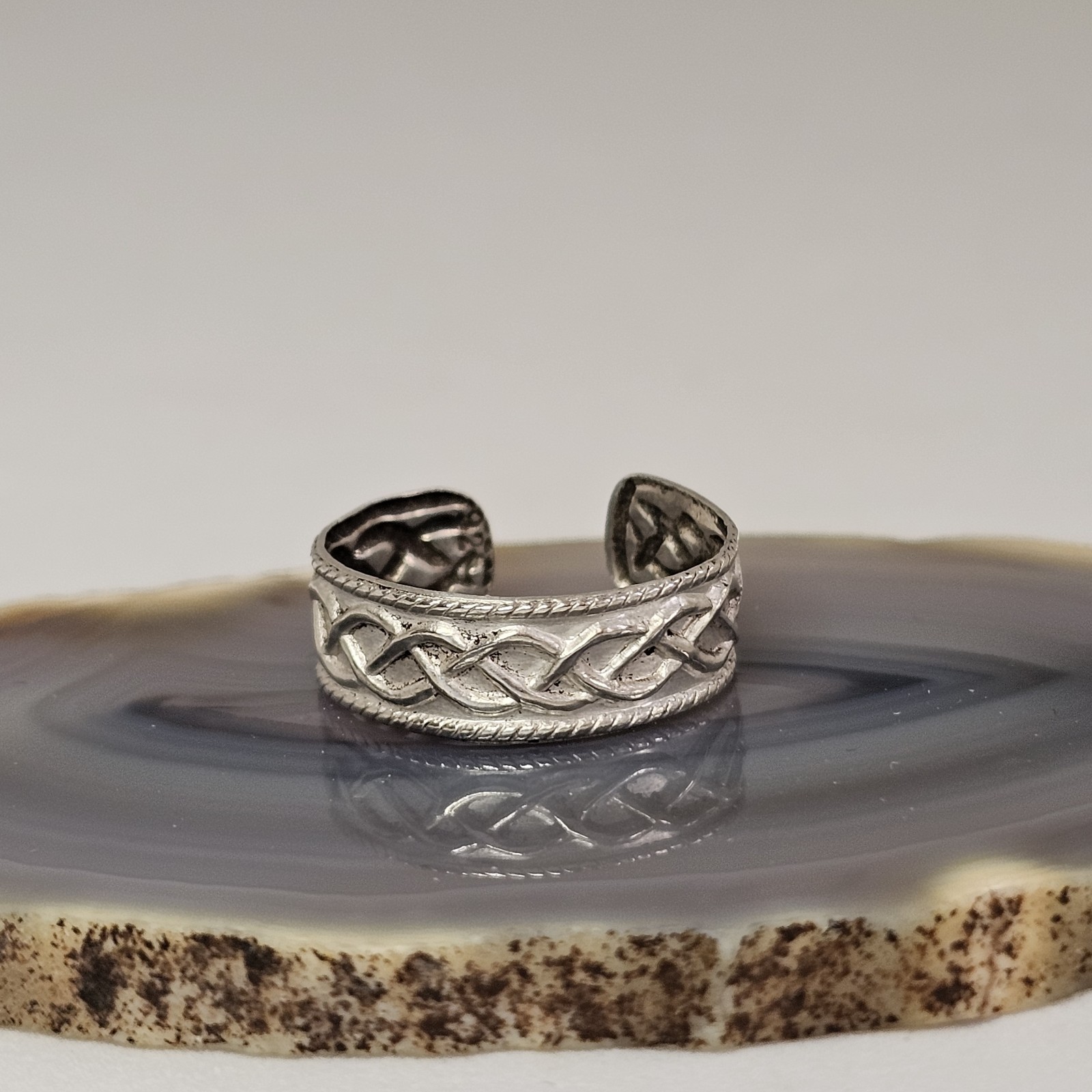 925 Sterling Silver Celtic Knot Toe Ring Open Adjustable Band