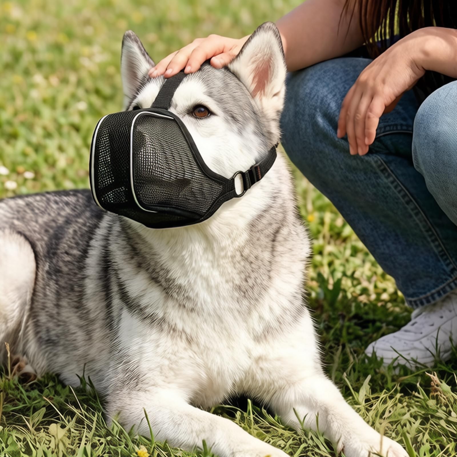 CNSYAF Dog Muzzle Black XL Breathable Reflective