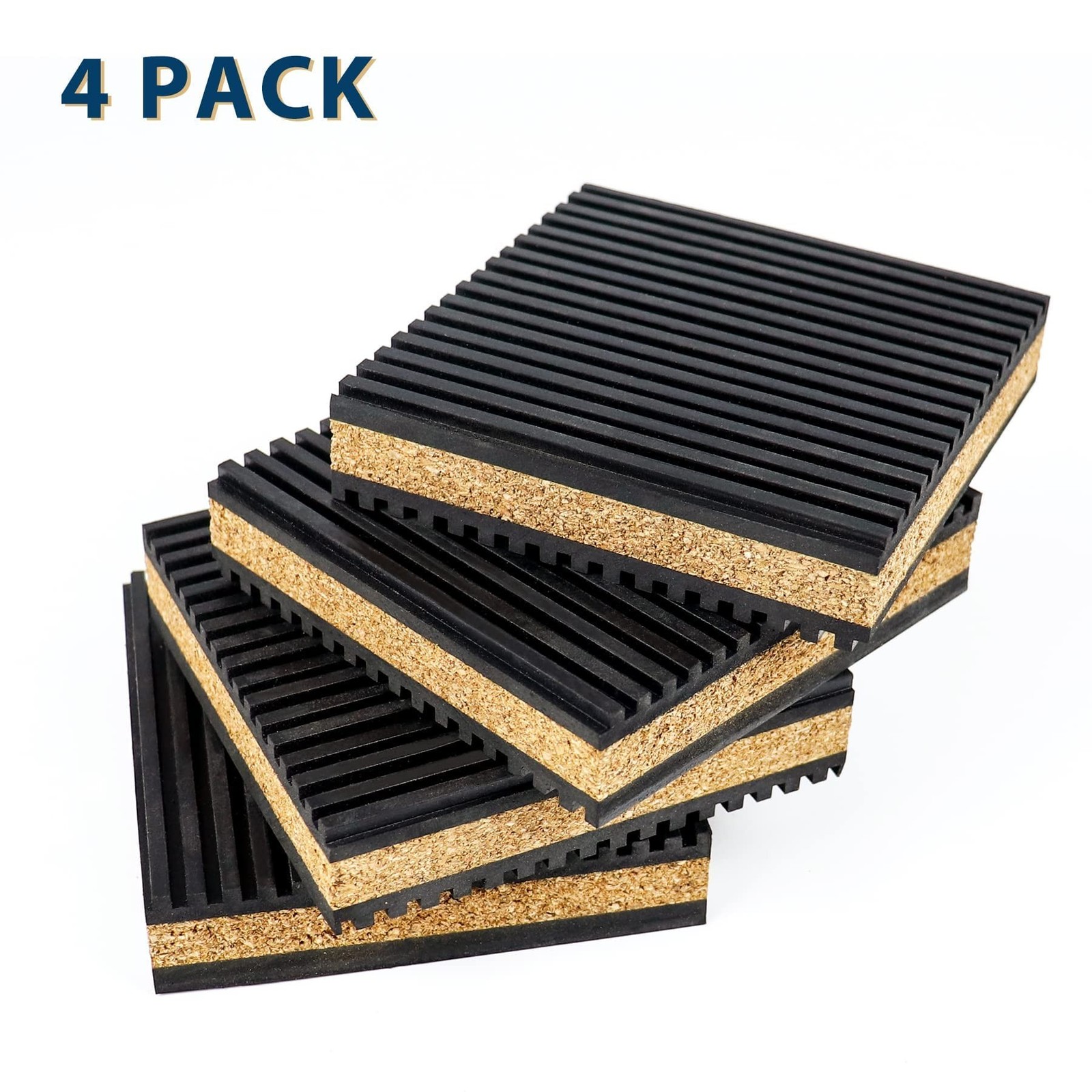 Anti Vibration Pads 4" X 4" X 7/8" Rubber & Cork Vibration Isolation Pads, Re...