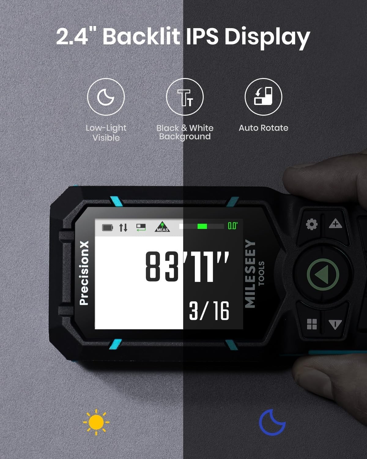 S50 Green-Beam Laser Distance Measure - 400ft Laser Measure, P2P, Side-Laser
