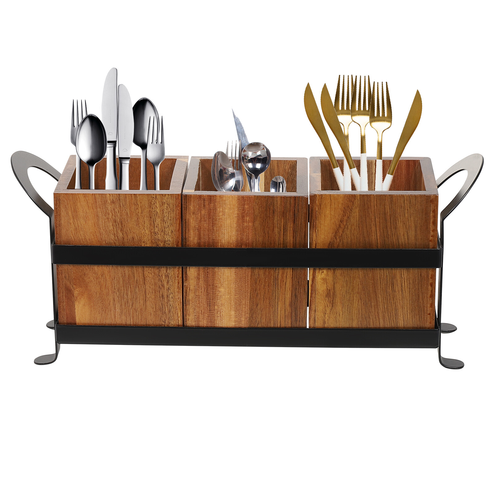 Utensil Cutlery Holder Wooden Utensil Organizer Rustic Kitchen Utensil Organizer