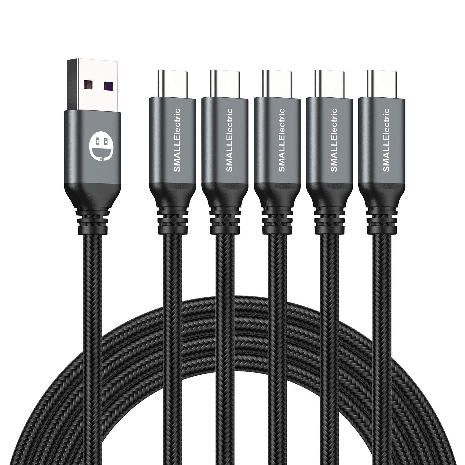 USB Type-C to A Cable 5pack 6ft Braided Fast Charging 3A Quick Charger Cord, 6 F