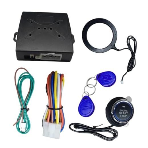 Car Push Engine Start Button Kit, DC12V Automotive Keyless Go System Black