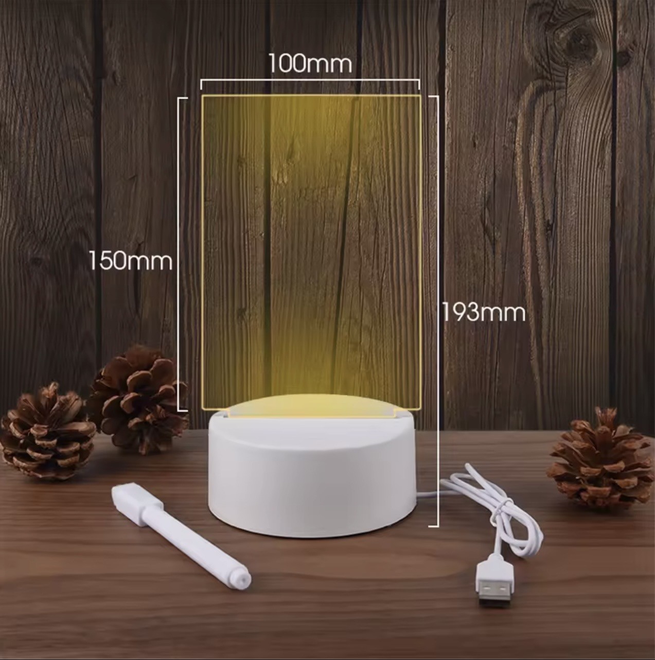 شفافة مضيئة LED أضواء ليلية USB مضيئة الاكريليك ضوء الليل قابل للمسح كتابة رسال