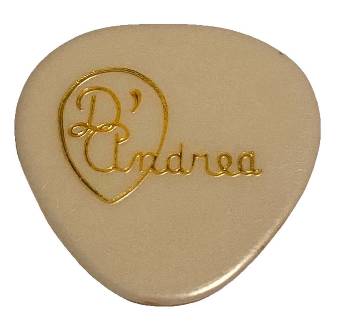 Vintage Guitar pick-1950’s D"Andrea BUTTON pick- White-Extra Heavy-Joe Macey-NOS