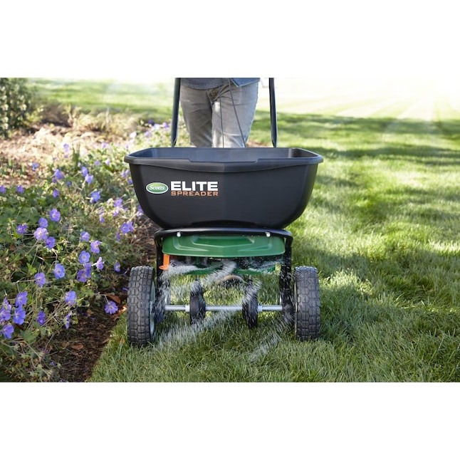 Scotts Elite Spreader Broadcast Spreader 80-lb Capacity Compatible with Ice Melt