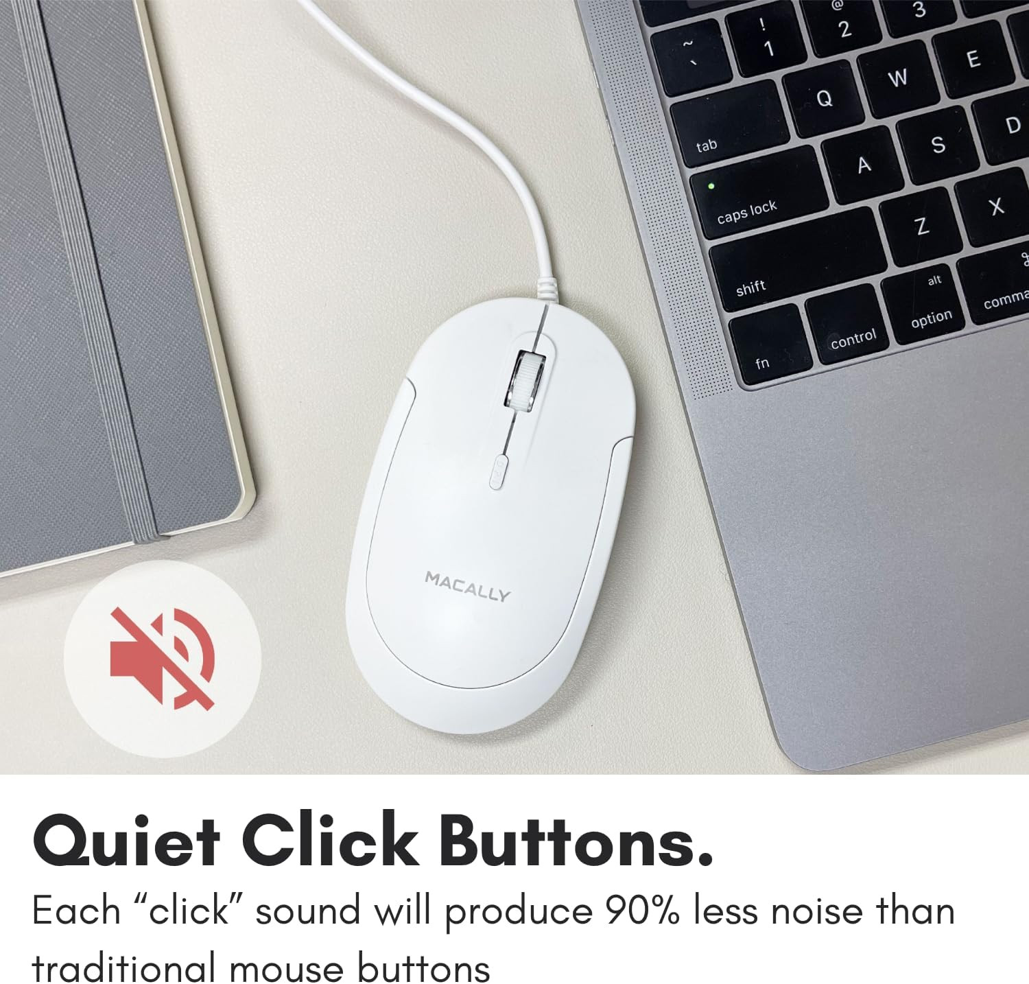 Macally Wired USB C Mouse for Mac and PC - Slim, Quiet, and Reliable - Type C Mo