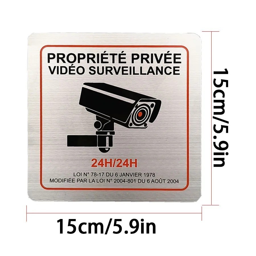 Private Property Video Surveillance Sign Aluminum Alloy Brushed Safety Warning S