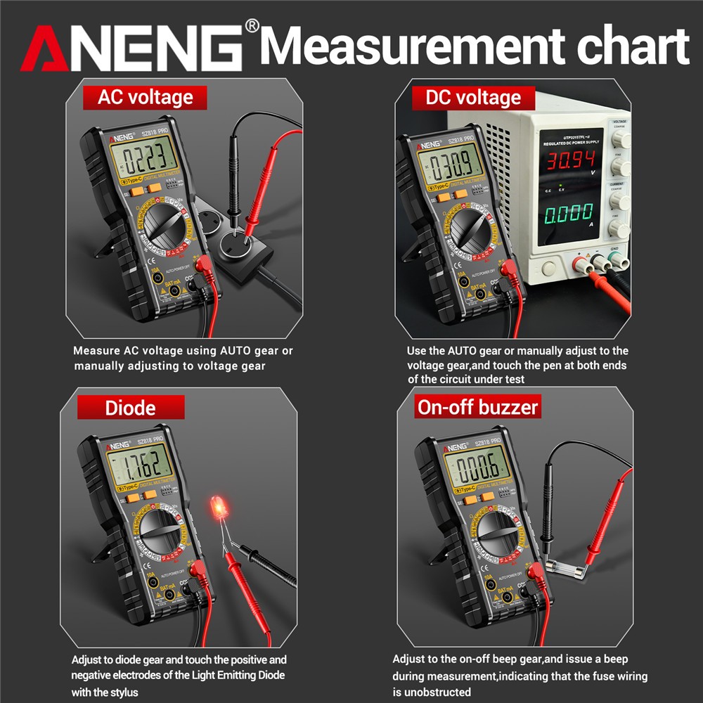 New Digital Multimeter Voltmeter AC DC Volt Meter Ohmmeter Auto Range Tester