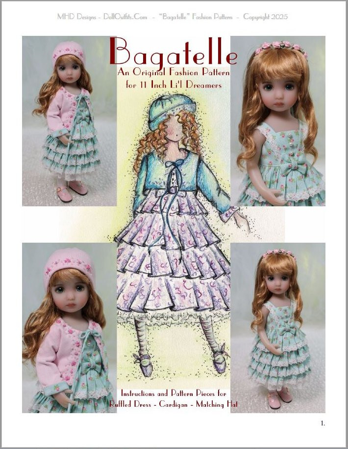 "Bagatelle" Fashion Pattern for 11" Li'l Dreamers - Printed and Mailed