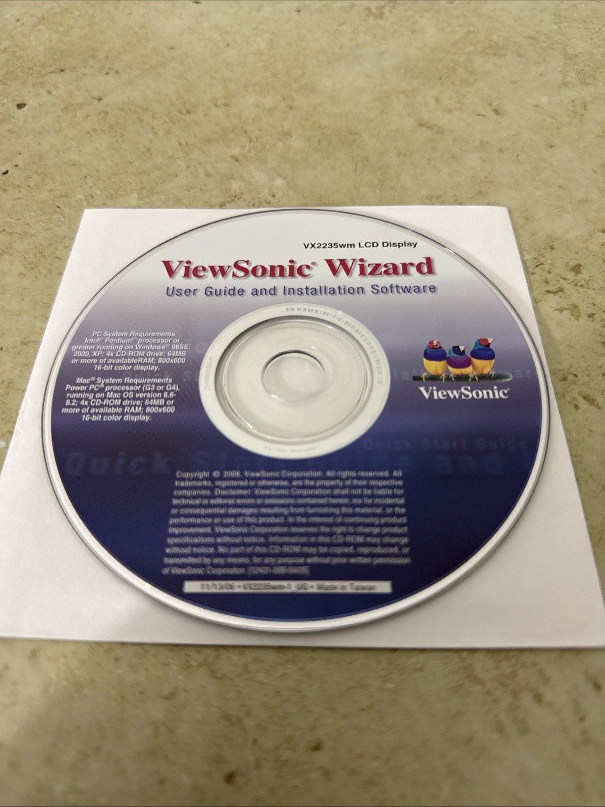 ViewSonic Wizard PC CD VX2235wm series LCD display CD