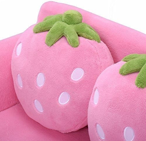 Costzon Kids Pink Sofa Couch with 2 Strawberry Pillows – Toddler Loveseat