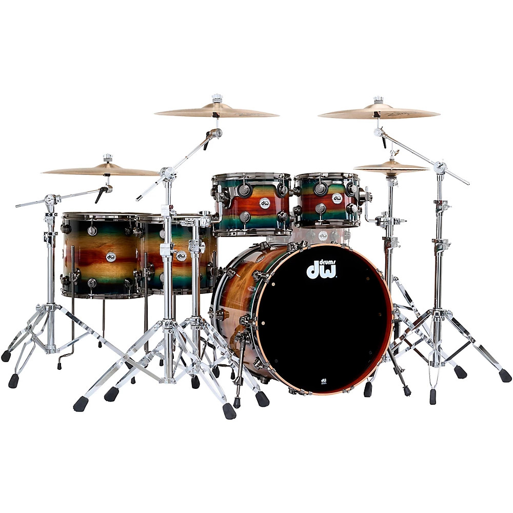 DW SonicPly 5-Piece Exotic Shell Pack w/22 in. Bass Natural/Quick Royal Blu Brst