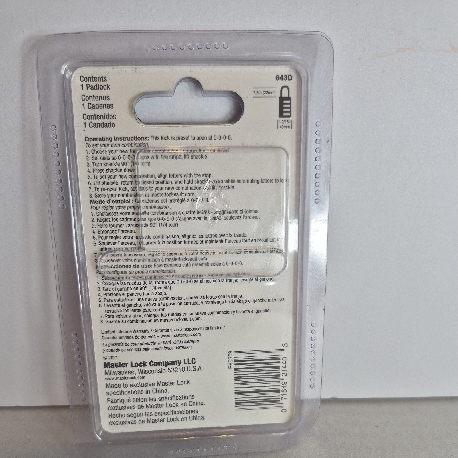 MASTER LOCK, Set Your Own Word Combination Padlock, 643DWD