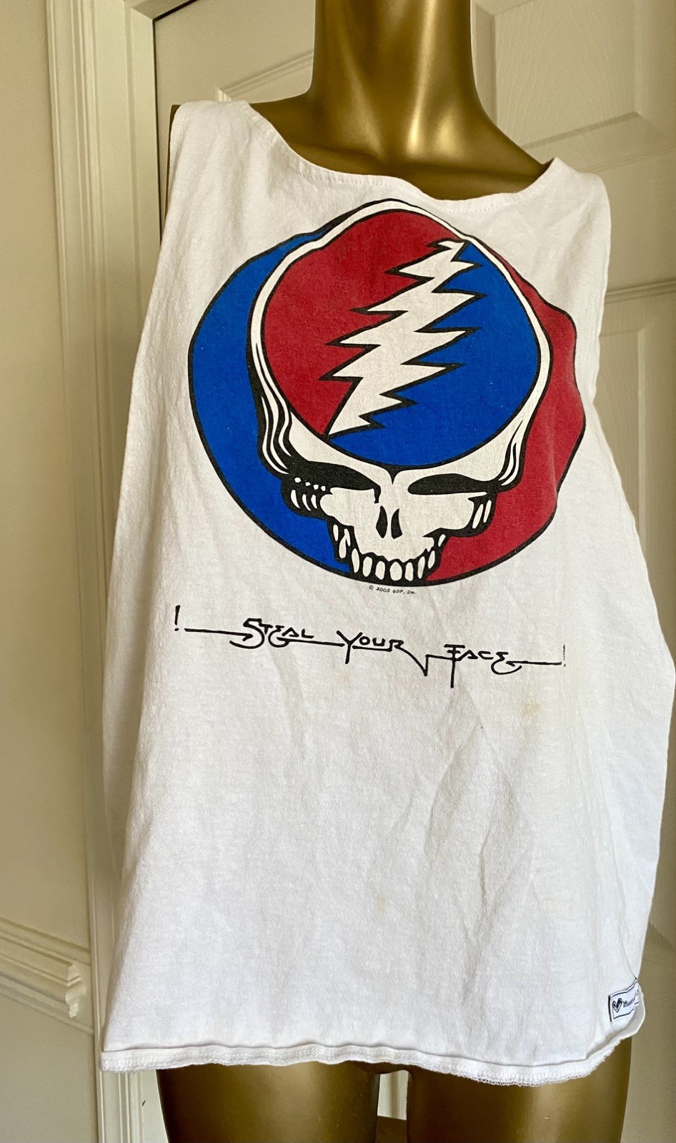 Vintage Grateful Dead Steal Your Face Festival Cut Off T Shirt Tank Open Back M