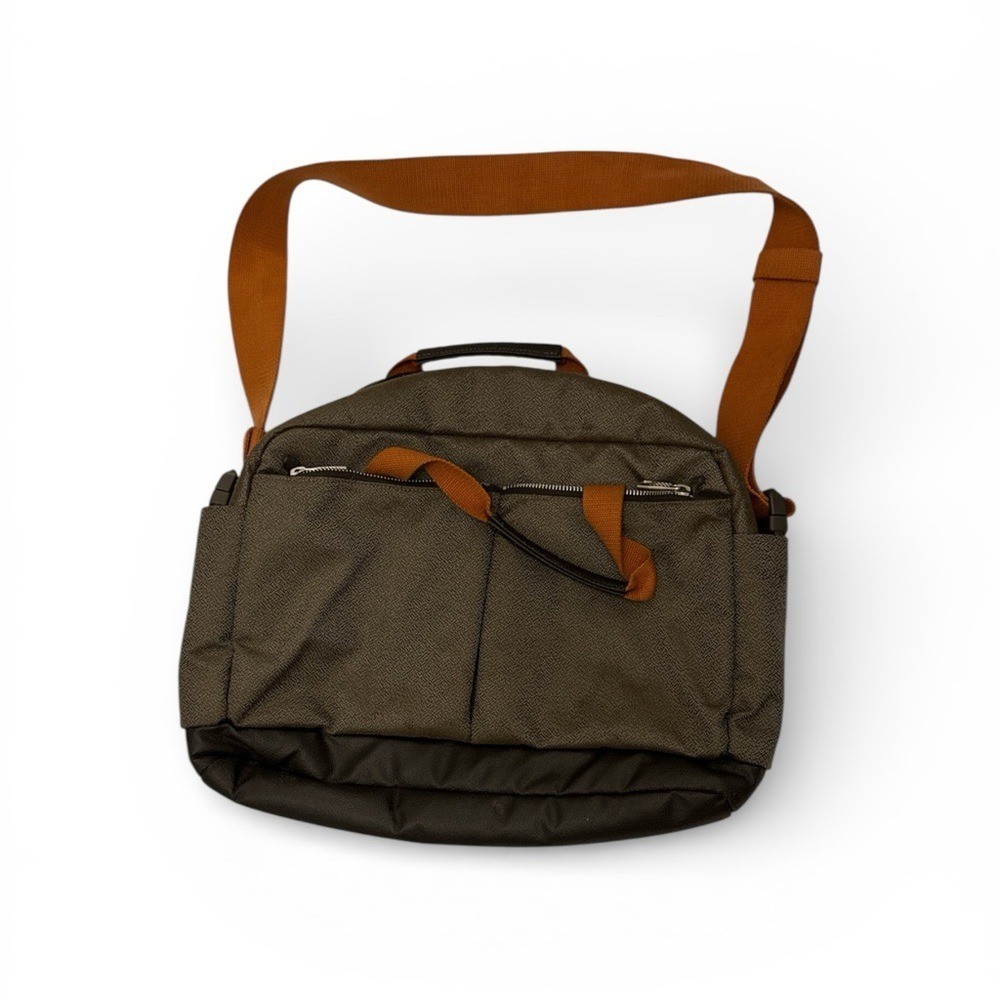 Ultra Olive  Brown and Tan Pebbled Men's Laptop Bag