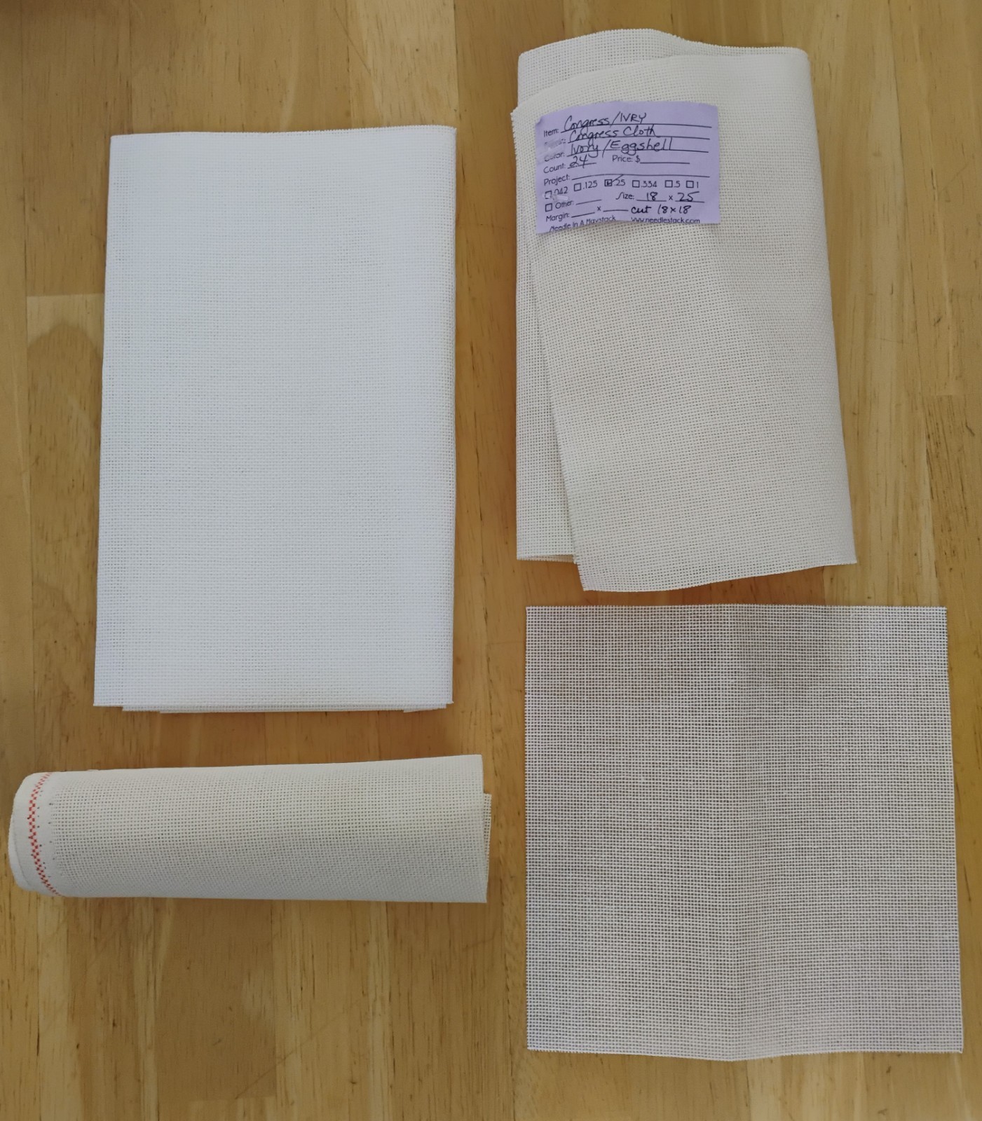 Congress Cloth Mono Blank Needlepoint Canvas 24 Count White Beige 4 Pieces (c8)