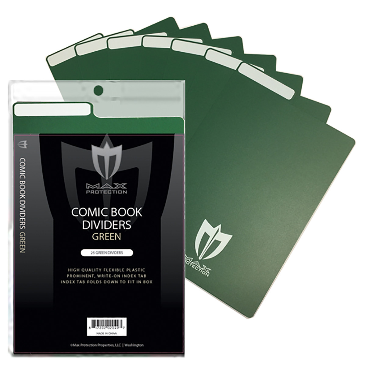 Case of 300 Max Pro Green Plastic Comic Book Dividers with Folding Write On Tab