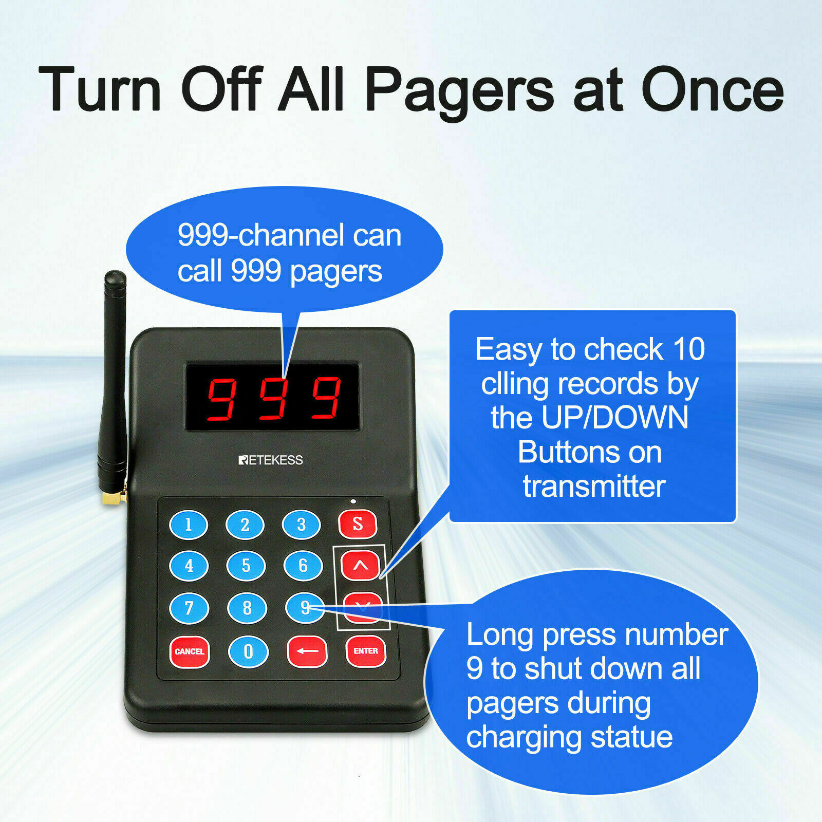 T119 Restaurant Wireless Paging Queuing Calling System 30 Coaster Pagers Call US
