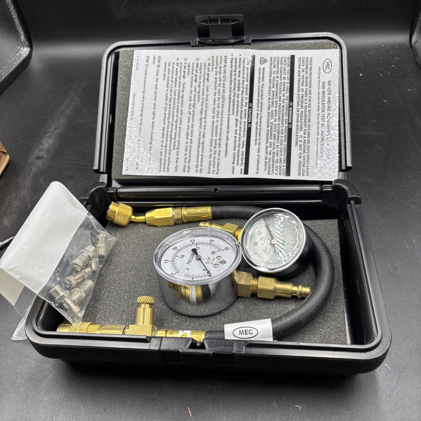 MEC ME-QTG16A Leak Test Kit with Schrader Valves