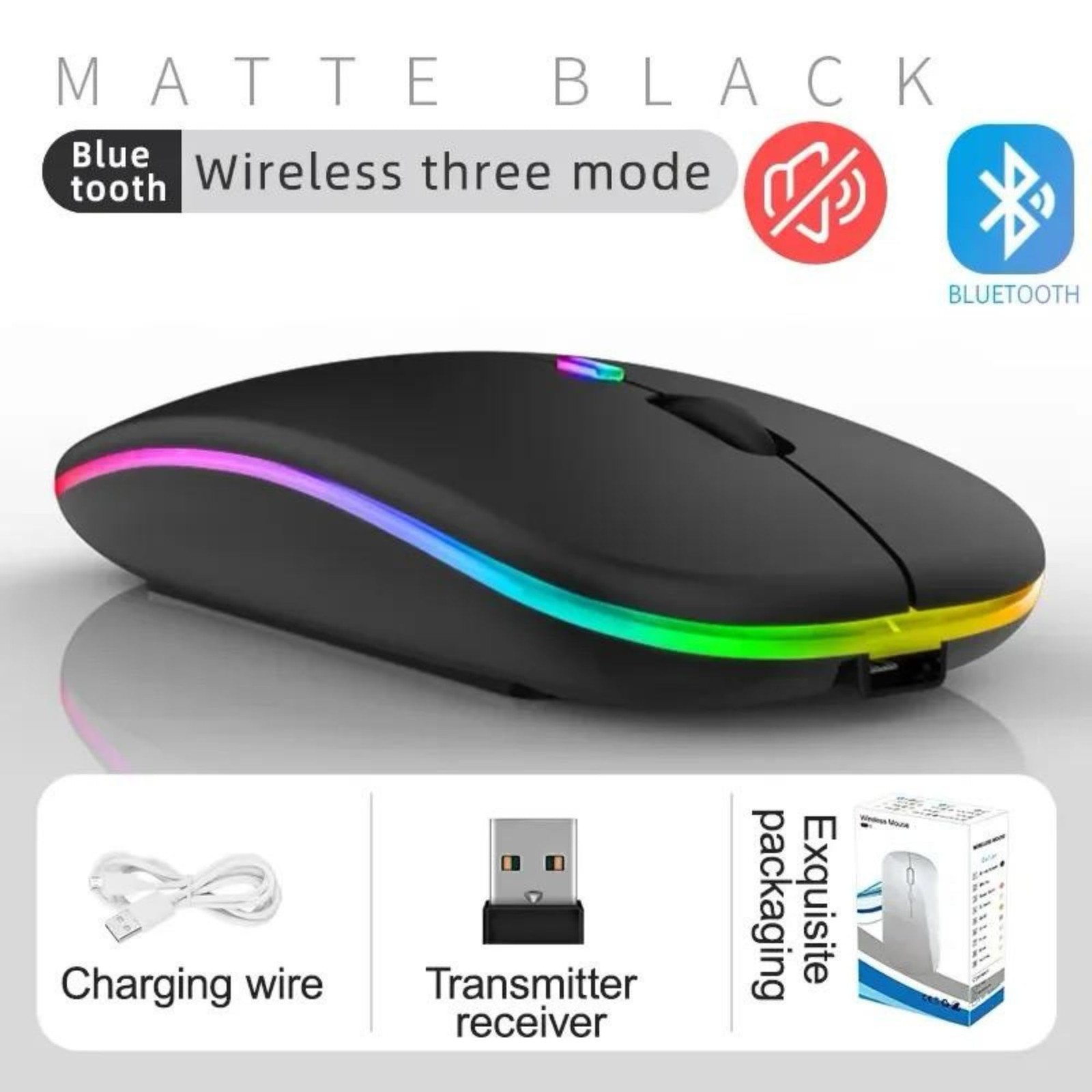 Wireless Rechargeable Mouse Dual Mode Bluetooth 5.1 USB Silent Slim Portable