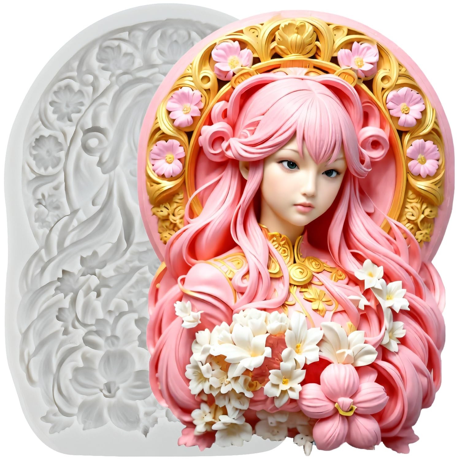 XCYRFMS Flower Girl Polymer Clay Molds Goddess Silicone Mold for Gray