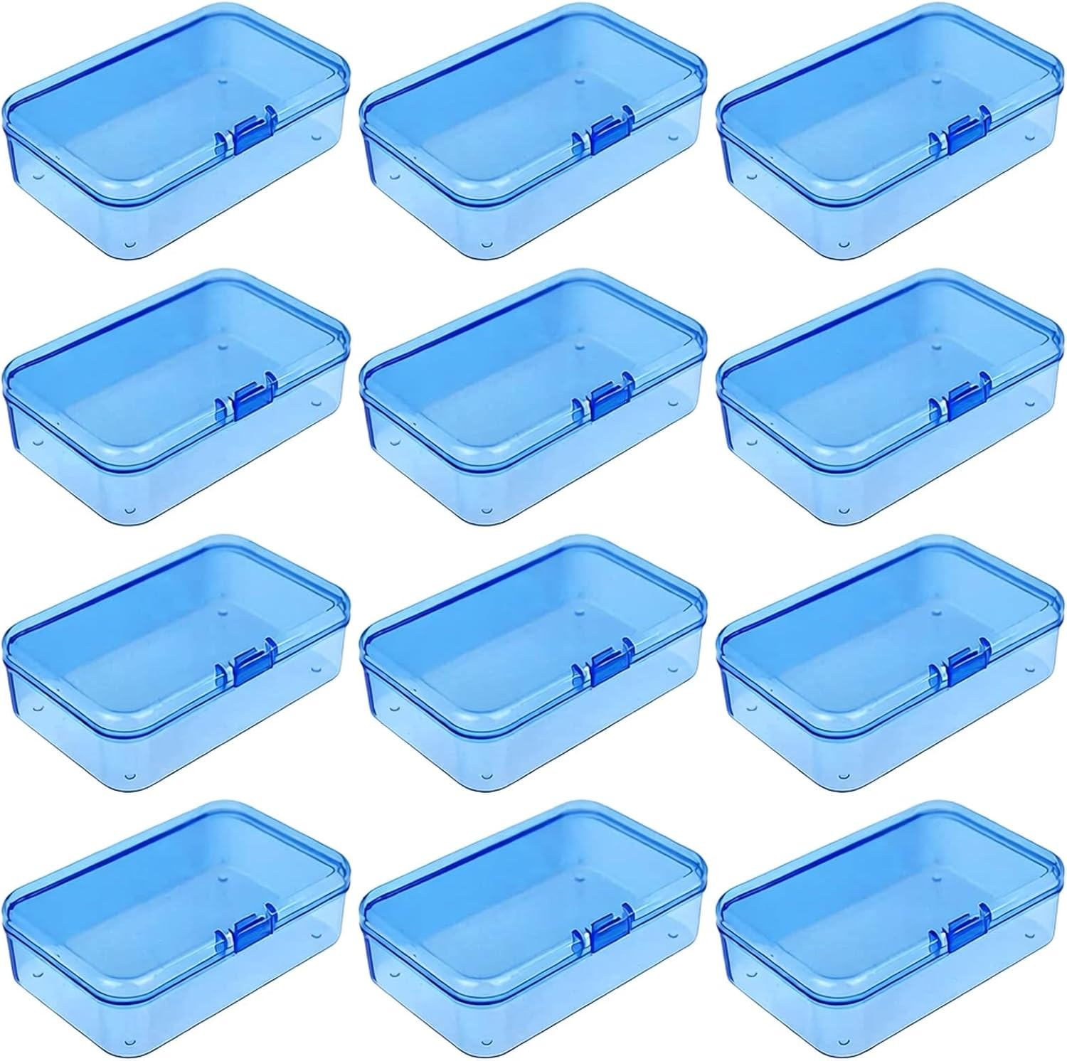 12 Pieces Mini Rectangular Plastic Boxes Empty Storage Organizer Containers with