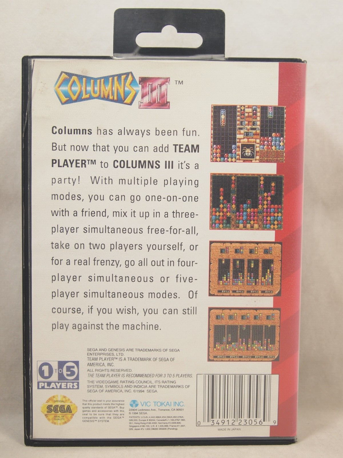 Columns III 3 Case (SEGA Genesis) Authentic BOX ONLY
