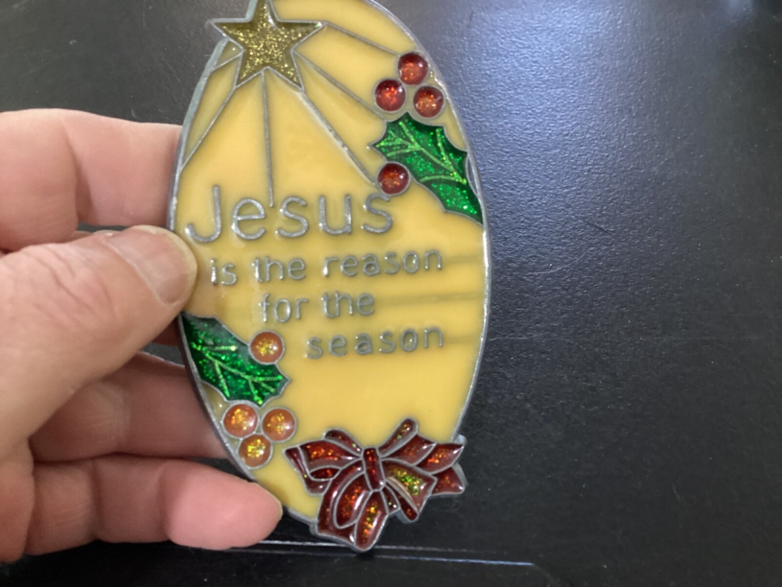 Suncatcher  "Jesus is the Reason for the Season" Metal & Plastic