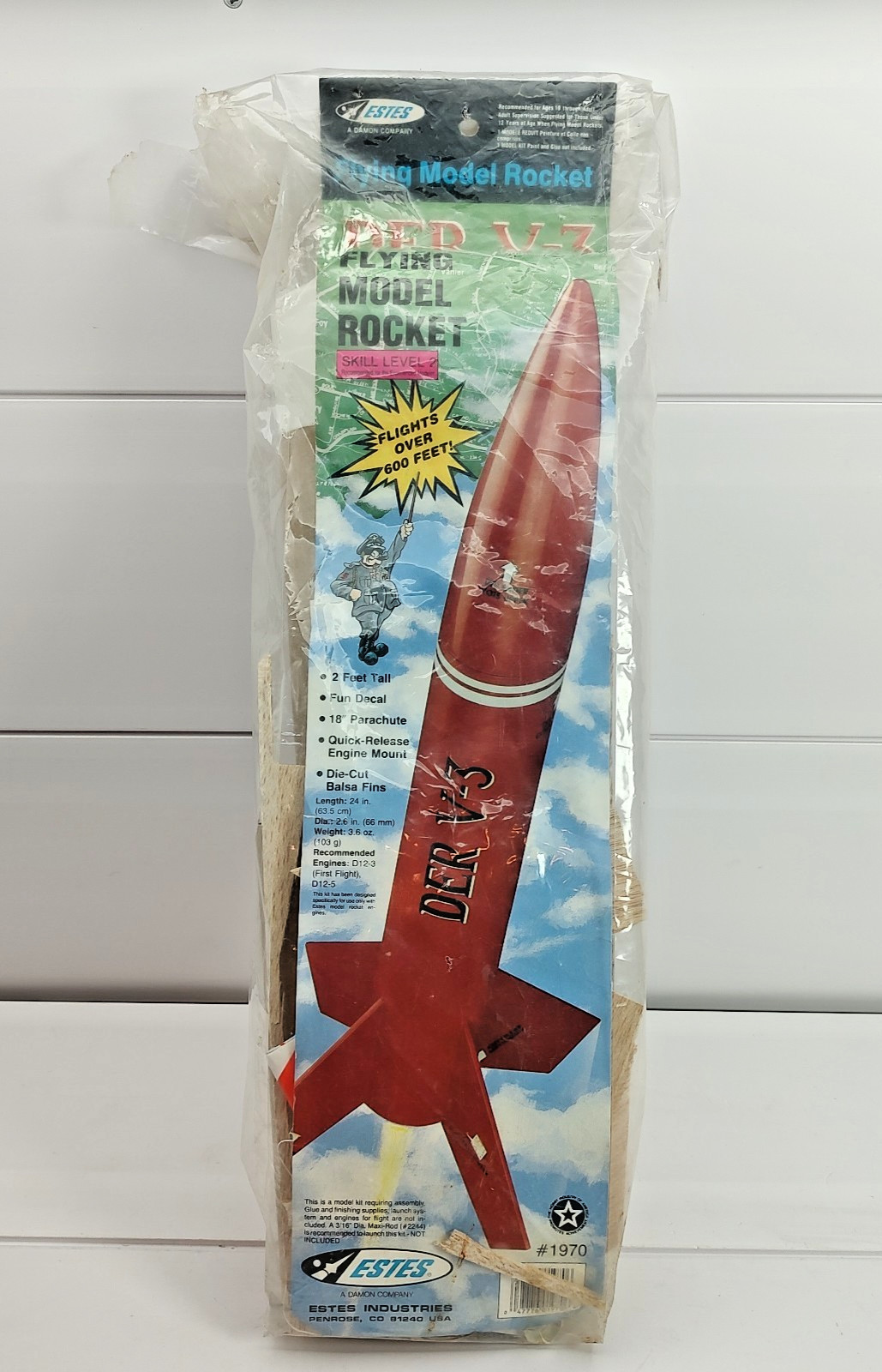 Vintage Estes Der V3 #1970 Model Rocket Kit - New Old Stock - Resealed.