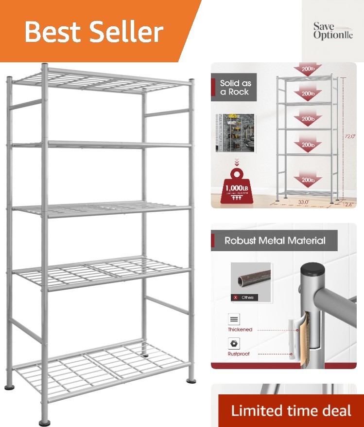 Storage Shelves - 5 Tier Shelf Organizer, Heavy Duty Garage Shelving Unit wit...