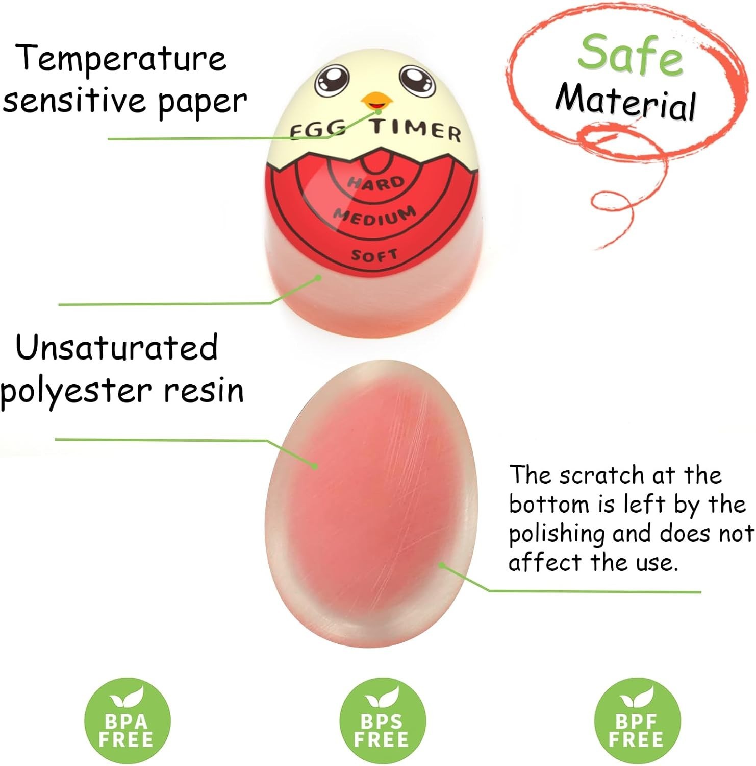 Egg Timer for Boiling Eggs that Changes Color When Done, Pack of 2
