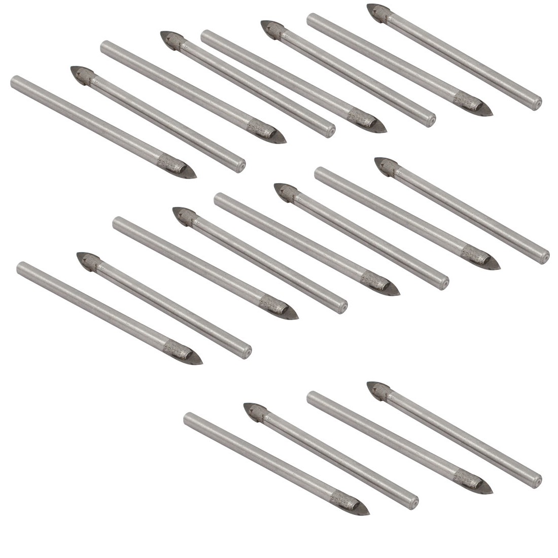 20pcs 5mm Tip Metal Round Shank Tile Drill Bit for Glass Tool Triangle Head 68mm