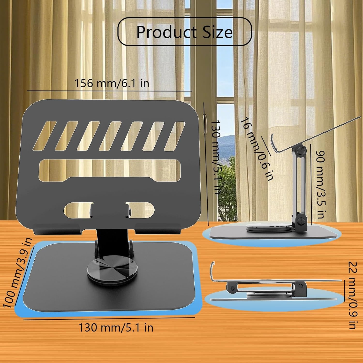 Larger Metal Tablet Stand, Adjustable 360° Rotation Holder Grey