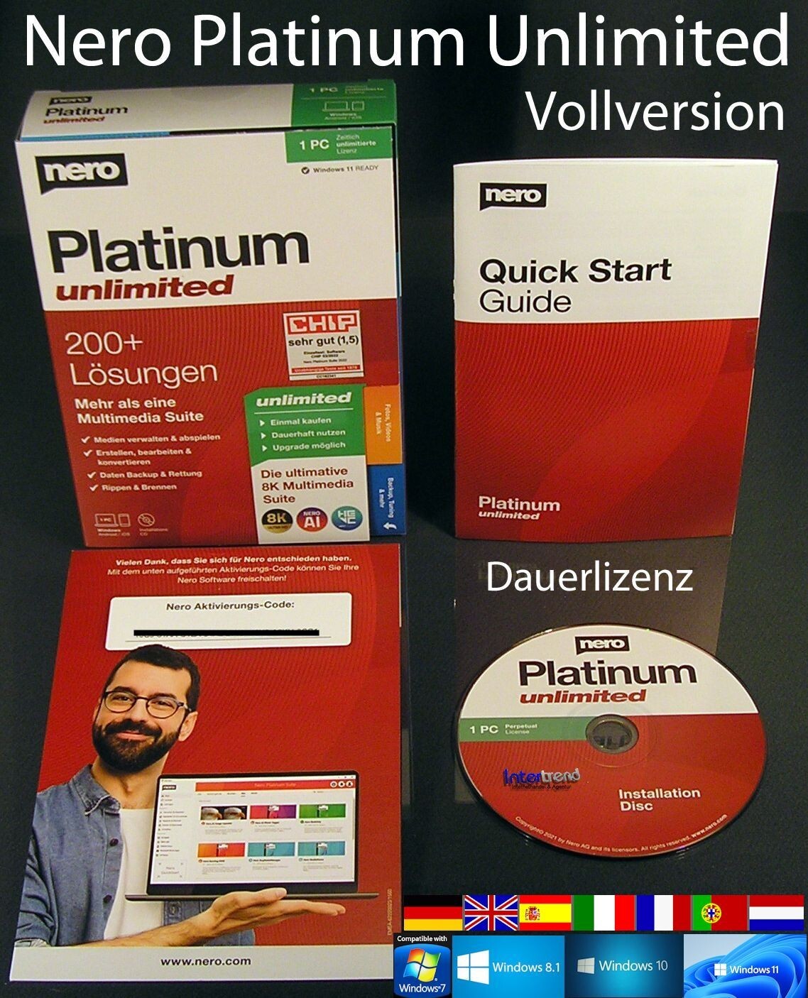 Nero Platinum Unlimited (2023) Full Version Box + CD 8K Multimedia Suite Original Box NEW
