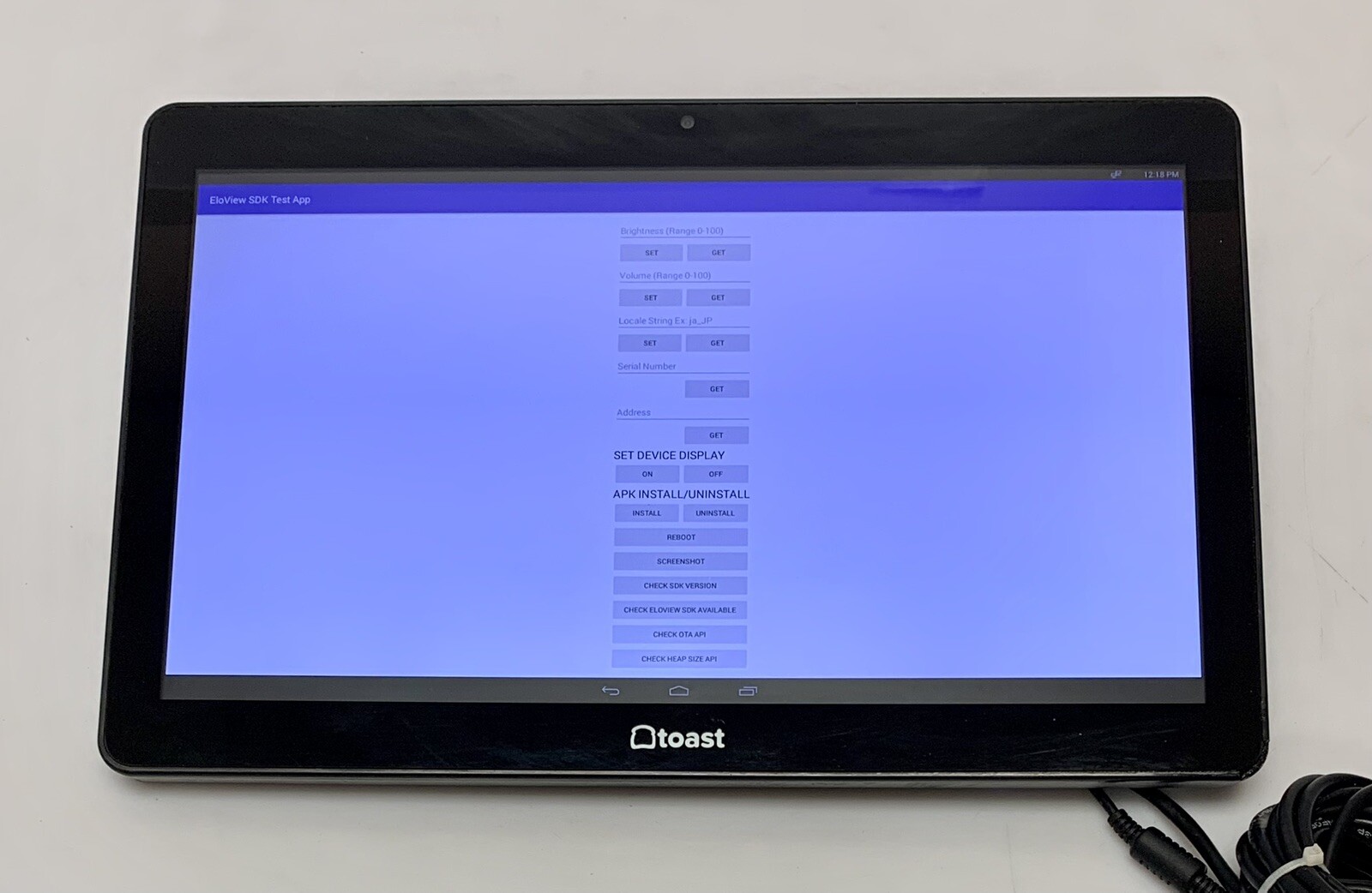 Elo MSM8690 Touch Screen Tablet W/ Toast POS, Ethernet & Power Adapter Cables