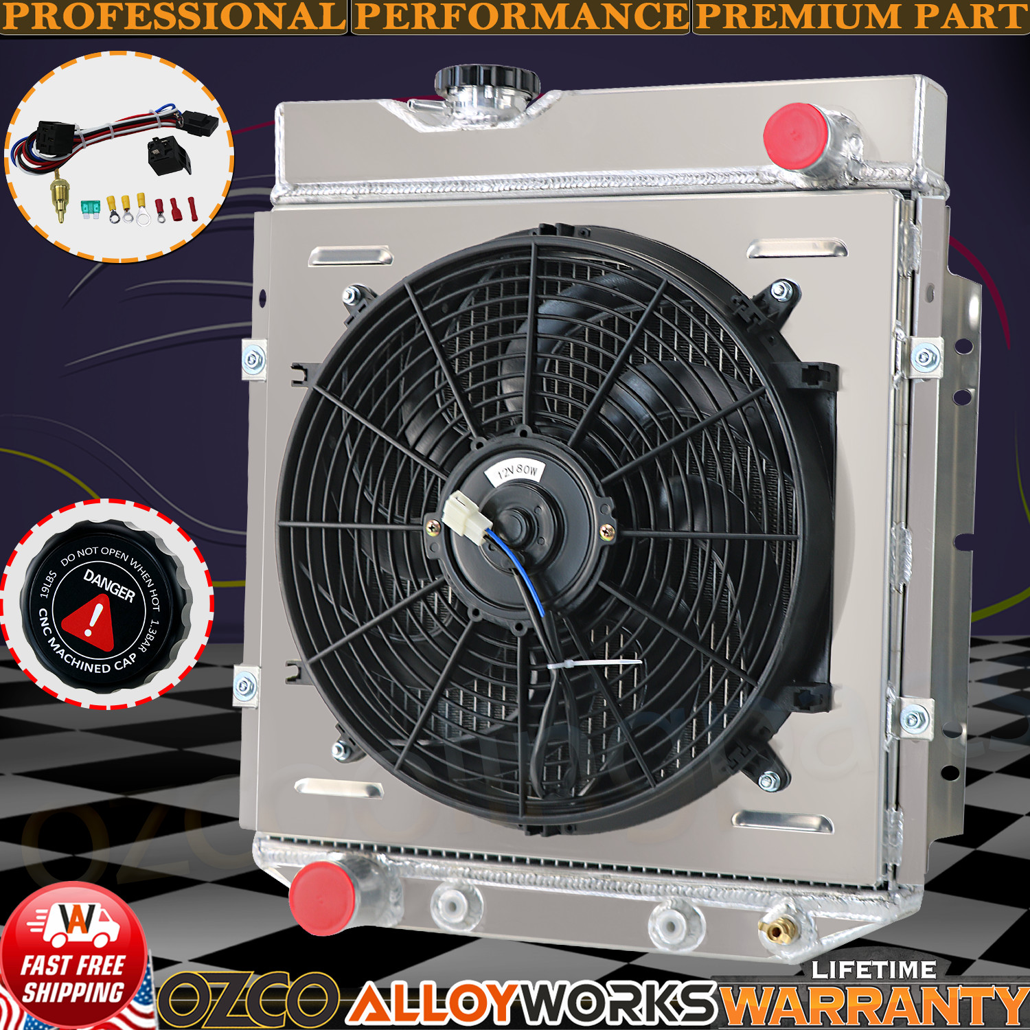 251 4 Row Radiator Shroud Fan For 60-66 Ford Mustang Falcon /61-65 Mercury Comet