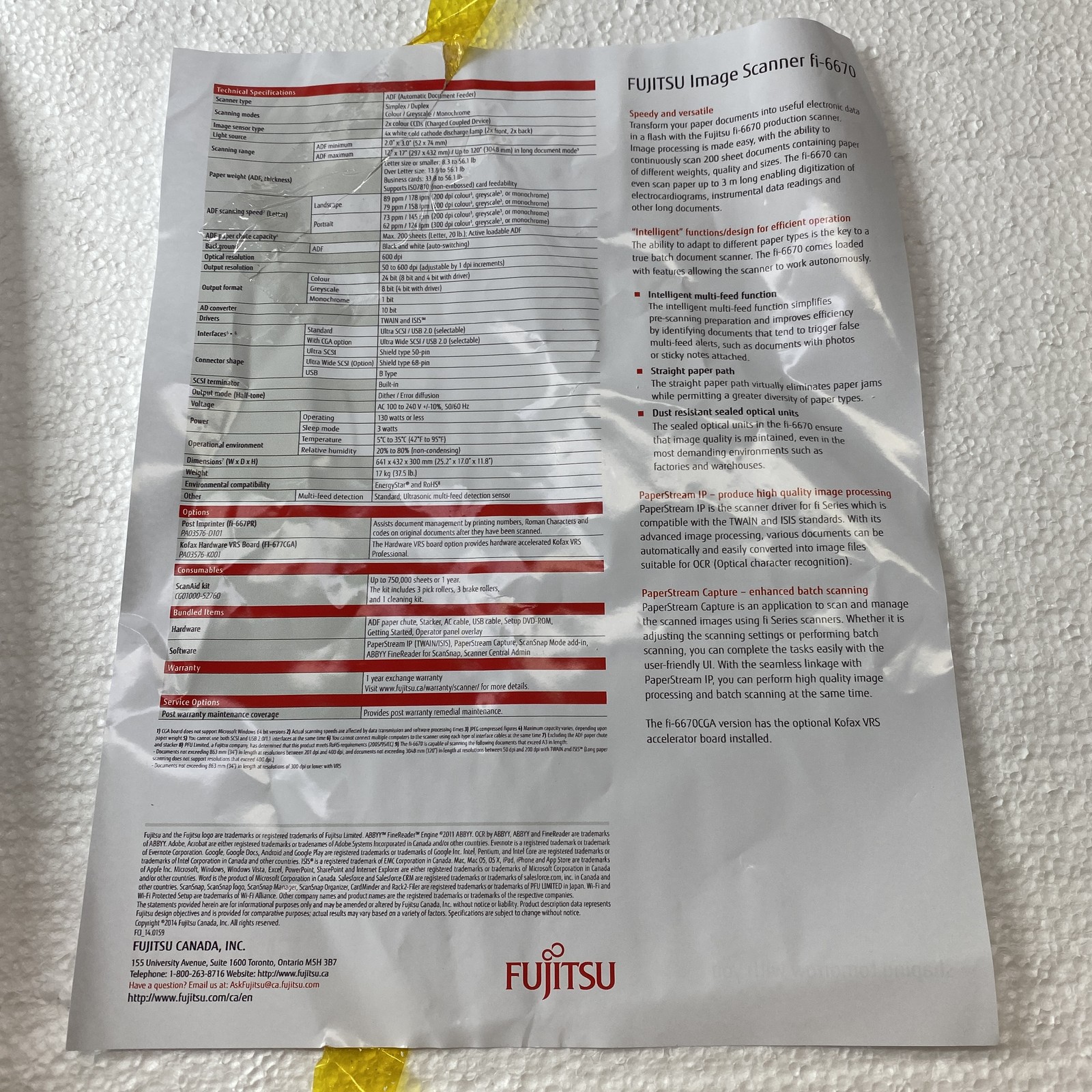 Fujitsu fi-6670 Sheetfed Scanner