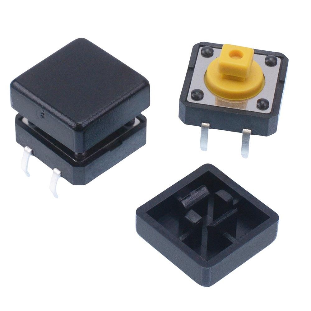 10pcs 12x12mm Momentary PCB Tactile Switch with Cap 7.3mm Height
