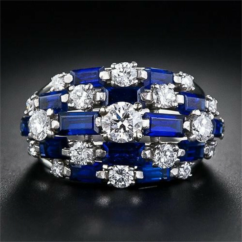 Fashion Cubic Zircon 925 Silver Filled Rings Women Jewelry Wedding Gift Sz 6-10