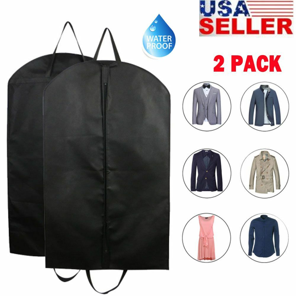 2PCS Garment Bag Suit Coat Hanging Storage Cover Dustproof Travel Reusable Men