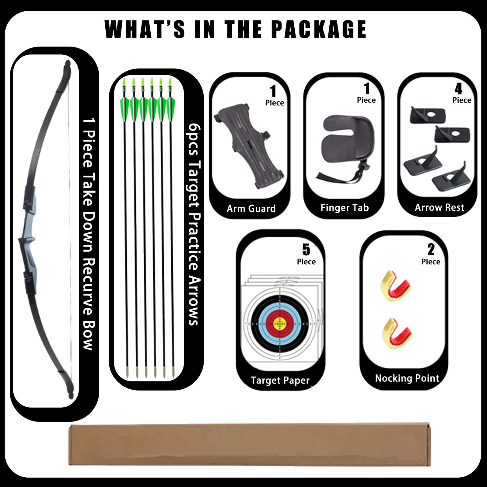 Recurve Bow and Arrow Set for Adults & Youth 20 30 40lb, Takedown Archery Kit...